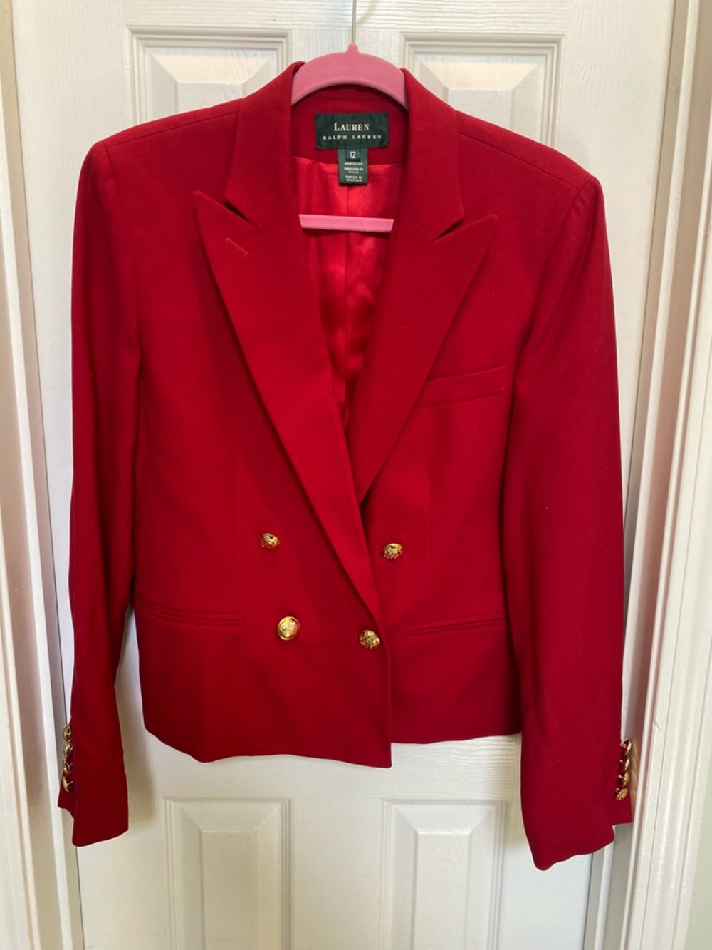 LAUREN Ralph Lauren Red Double-Breasted Blazer size 12